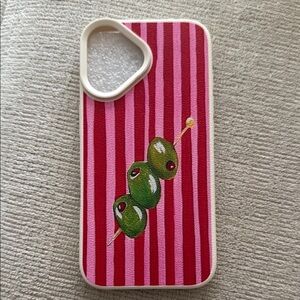 Striped Pink and Green Olive Phone Case